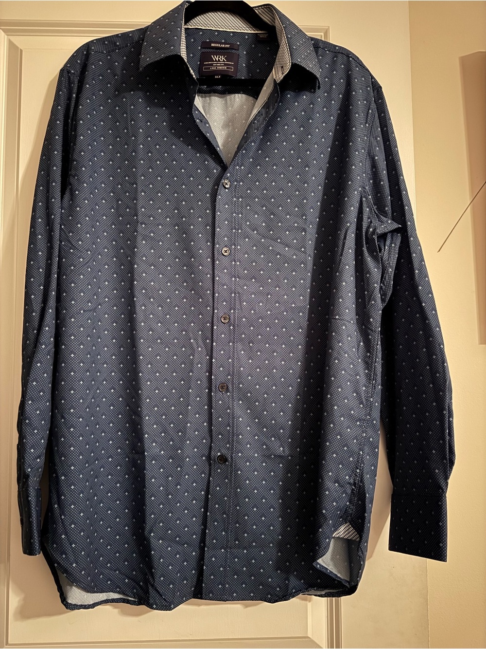 WRK Classic Navy Microdot Long-Sleeve Dress Shirt